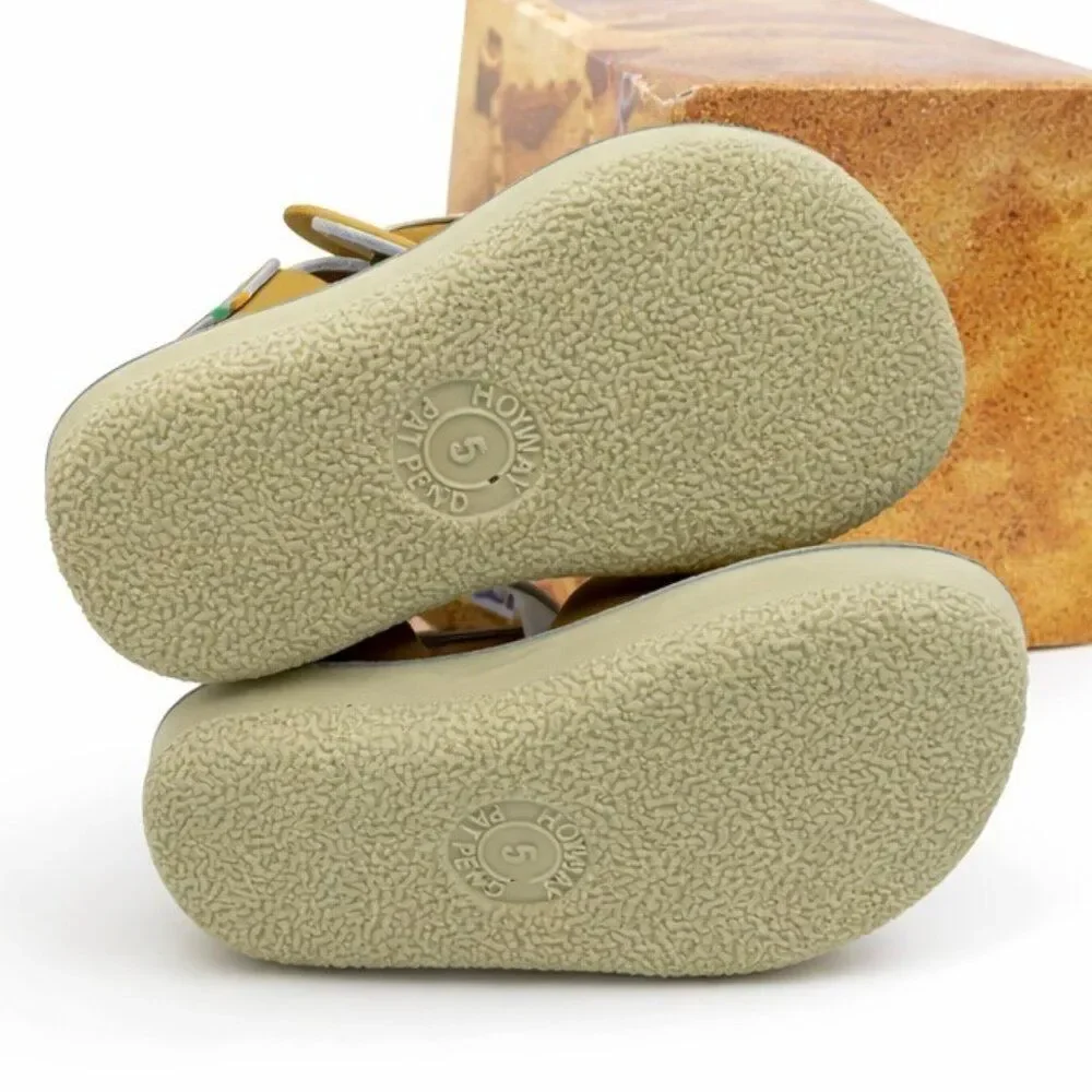 Salt Water Sun-San Surfer Leather Sandals Water Friendly Mustard Toddler Girls 5